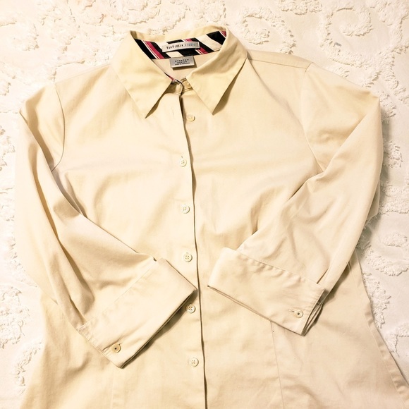 Van Heusen Tops - VanHeusen Ivory Dress Shirt, 3/4 Sleeve